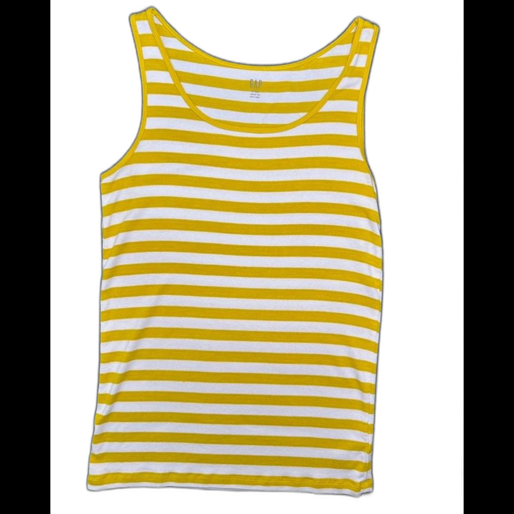 GAP Striped Yellow & White Tank Top XL TALL